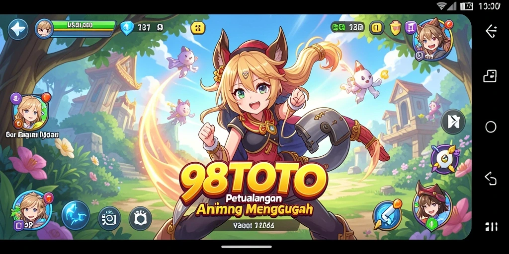 Tampilan gameplay menarik dari 98TOTO dengan karakter Anime yang dinamis.