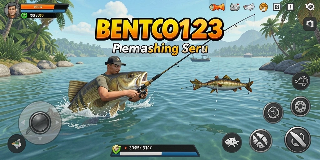Tampilan gameplay seru di BENTO123 menunjukkan aksi memancing yang dinamis.