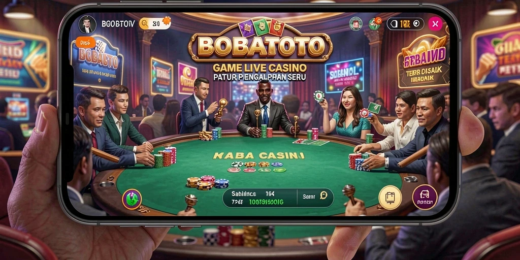 Screenshot gameplay BOBATOTO menampilkan dealer langsung dan interaksi pemain.