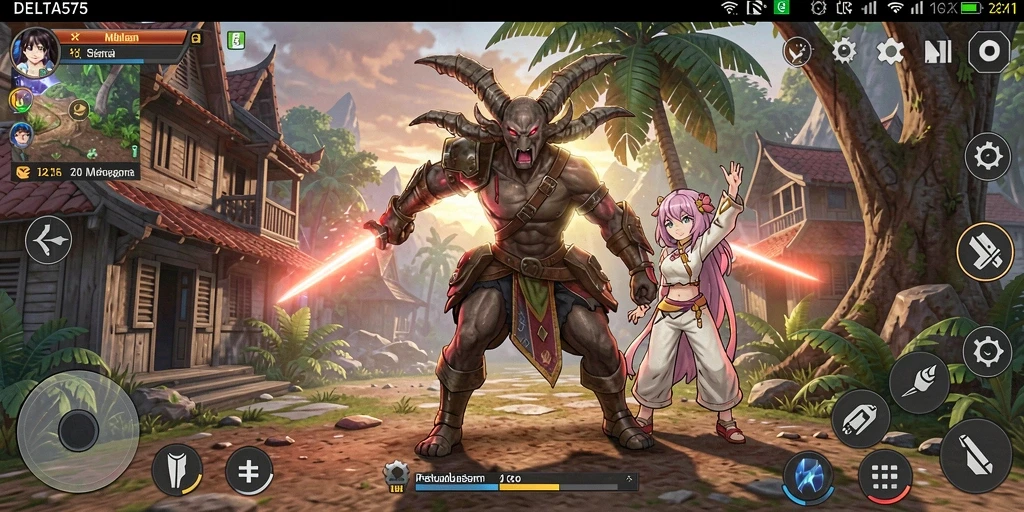 Tampilan gameplay menegangkan dari DELTA575 dengan karakter Anime.