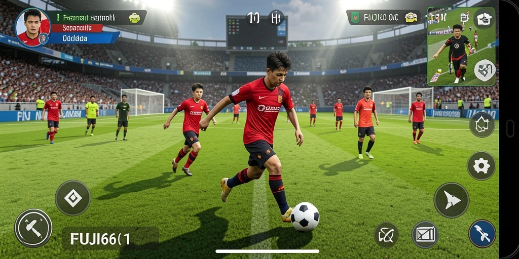Gameplay seru dari FUJI66 yang menggambarkan aksi sepak bola