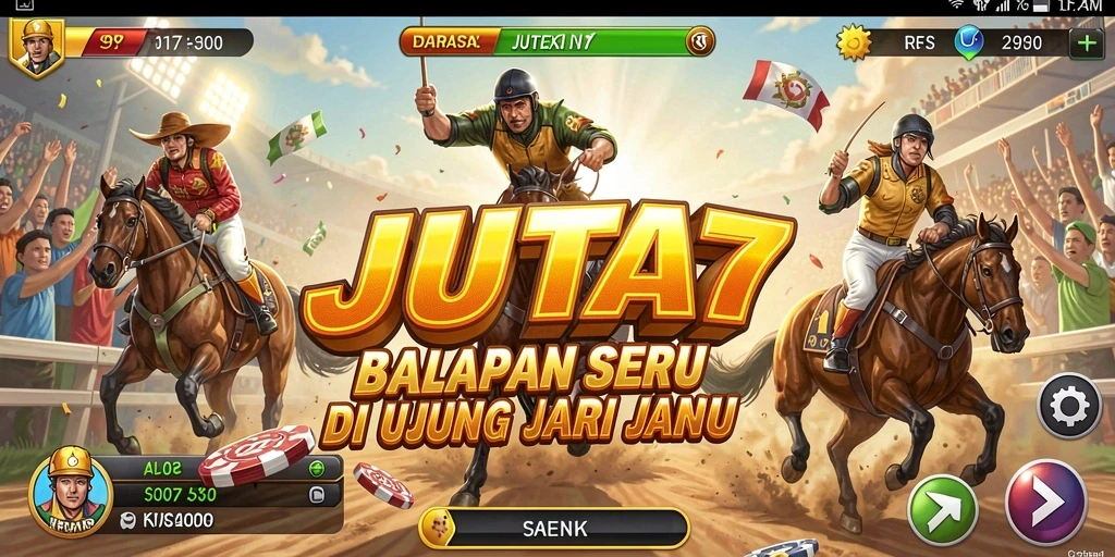 Gameplay balapan seru di JUTA7 dengan mobil dan trek menakjubkan.