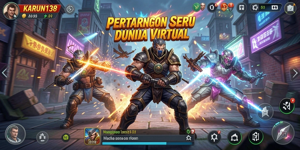 Tampilan aksi seru dalam permainan Fighting KARUN138.