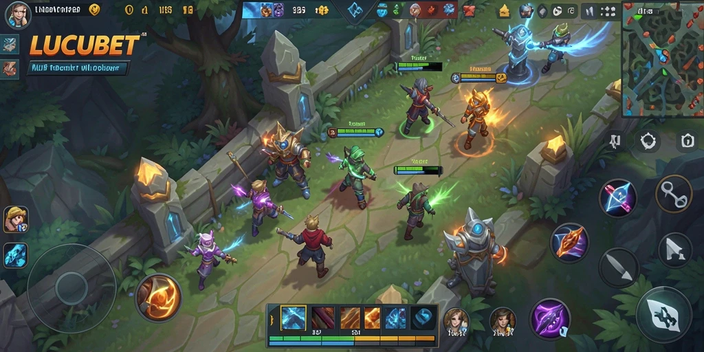 Tampilan gameplay mendebarkan dalam LUCUBET yang menampilkan pertarungan tim.