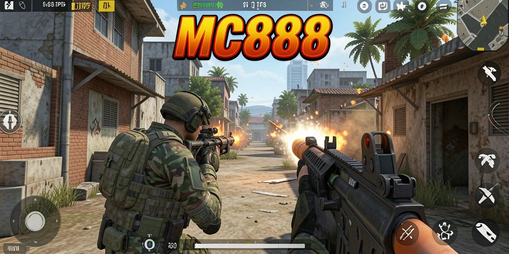 Tangkapan layar gameplay MC888 dengan pertempuran seru di medan perang.