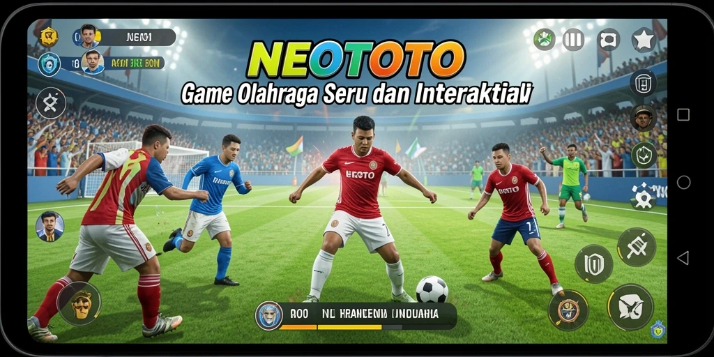 Tampilan gameplay NEOTOTO dengan aksi olahraga yang dinamis dan seru.