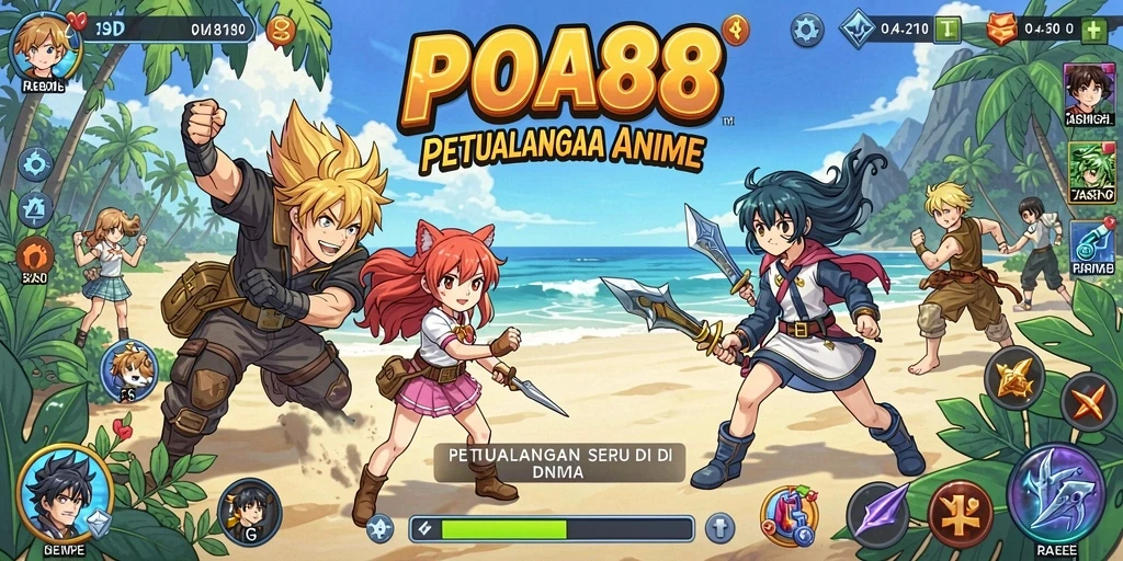 Screenshot dari gameplay POA88 yang menampilkan aksi petualangan Anime.