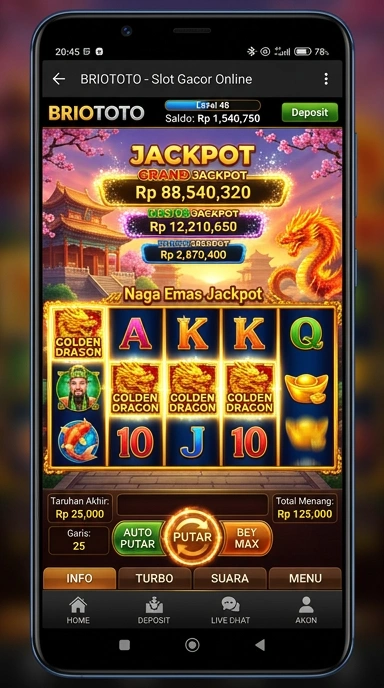 Tampilan utama aplikasi briototo yang intuitif dan menarik.